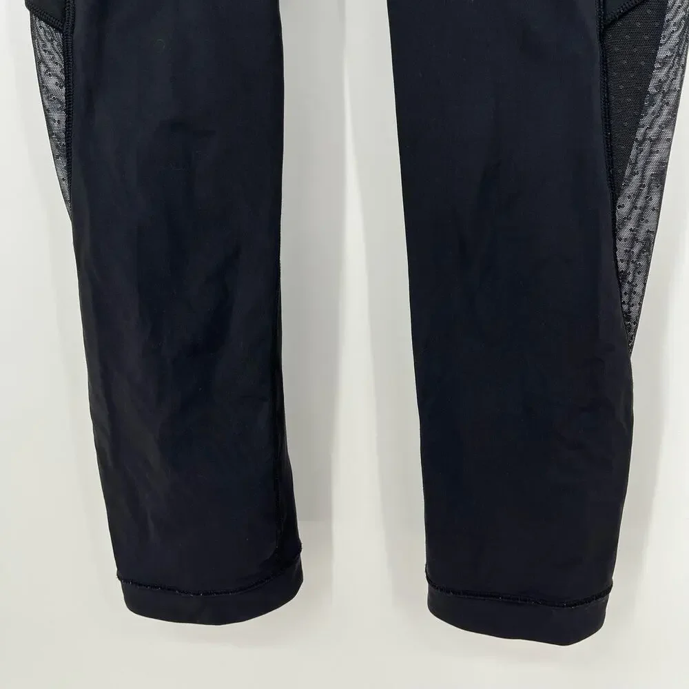 Lululemon Sole Training Crop Leggings Black Mesh Capri Size 6